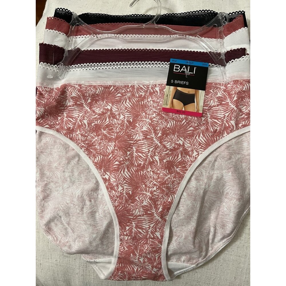 Bali Brief Panties 5 Pair Stretch Cotton Underwear  Mesh Band DRCL61 Size 2XL